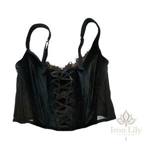 Victoria’s Secret Black Velvet Lace-Up Corset Bra | Excellent Condition